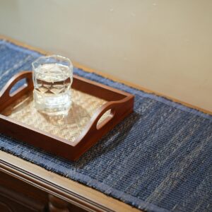 Wooden tray with cane mesh