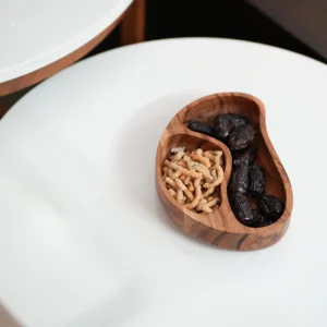 serving bowl in wood bean shaped
