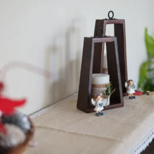 wooden trapezoid frames as candle stands for modern classic home decor