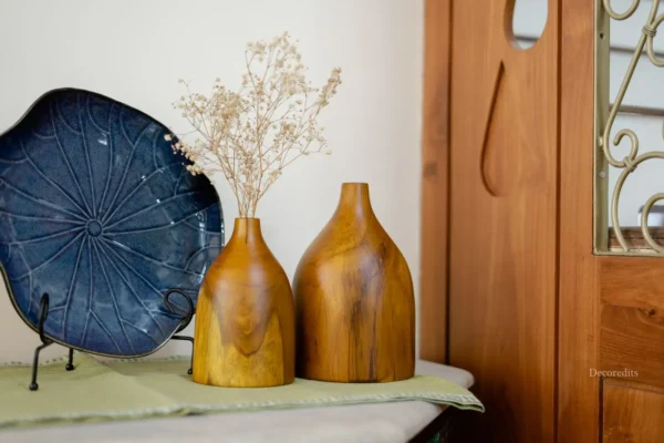short wooden vases set for living rooms and coffee tables to transform home decor style